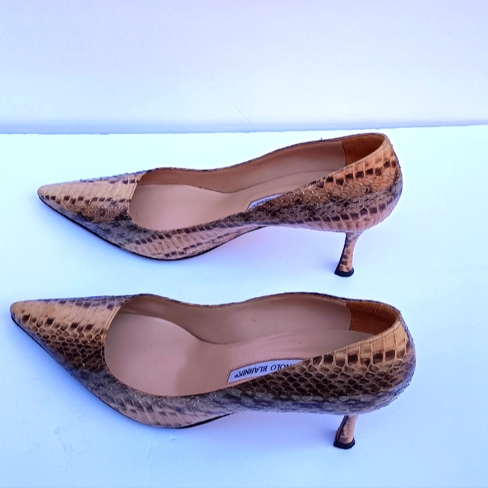 Manolo Blahnik Snake Skin Heels - Picture 4 of 11